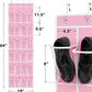 Simple Houseware 24 Pockets - Crystal Clear Over The Door Hanging Shoe Organizer, Pink (64'' x 19'')