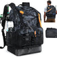 Fishing Backpack with 4 Tackle Boxes, Heavy Duty Fishing Bag with Waterproof Bottom, Tackle Backpack Gifts for Man Woman-Camo Black
