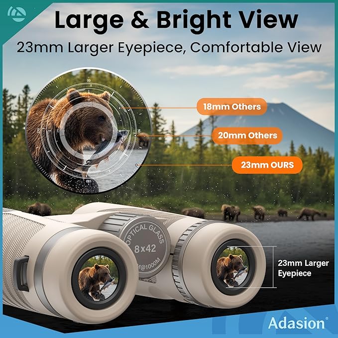 8x42 HD Binoculars for Adults High Powered with Phone Adapter and Tripod, Super Bright BAK4 Prism Waterproof Binoculars for Bird Watching Hunting Hiking Safari Travel Sports