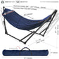 Tranquillo Universal Double Hammock with Stand Included for 2 Persons/Foldable Hammock Stand 600 lbs Capacity Portable Case - Inhouse, Outdoor, Camping, Aegean