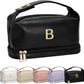 Young Women Gifts, Personalized Makeup Bag with Handle, Cool Gifts for Her Cosmetic Bag with Makeup Brush Organizer, PU Leather Travel Toiletry Bag, Gifts for Friends Female Mom - Roamly
