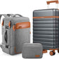 UKEIN Luggage Sets 3 Piece, PC Hardside Large Luggage 24 Inch With Spinner Wheels with TSA Lock, Carry On Suitcase Set With Travel Backpack (Grey, 3 piece set (24inch))