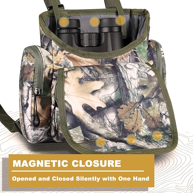 skiguard Bino Harness with Rangefinder Pouch & Rain Cover, Lightweight Binocular Harness Chest Pack