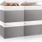 Large 22 Quart Linen Fabric Foldable Storage Bin Cube Organizer Basket with Flip-Top Lid & Handles, Clothes Blanket Box for Home, Office, Closet, Gray & White, 4 Pack 14.6 x 9.5 x 9.5”