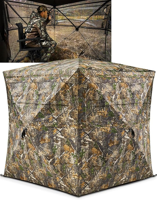 TIDEWE Hunting Blind 270°See Through with Carrying Bag for Turkey Hunting, Pop Up Ground Blinds, Portable Resilient Hunting Tent