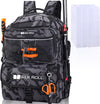 50L Fishing Tackle Backpack with Rod Holder and 4 Included 3600 Tackle Boxes - Waterproof Fishing Backpack for Ultimate Gear Organization and Storage (Gray Camo)