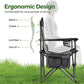 ALPHA CAMP 2PC Oversized Mesh Back Camping Folding Chair Heavy Duty Support 350 LBS Collapsible Steel Frame Quad Chair Padded Arm Chair with Cup Holder Portable for Outdoor (Black-2PC)