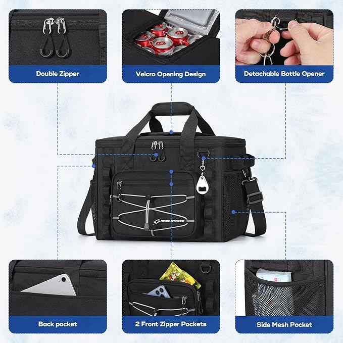 Maelstrom Soft Sided Cooler Bag, 30/40 Can Collapsible Insulated Ice Chest, Large Leakproof Portable Storage for Camping, Travel, Kayaking & Beach
