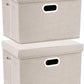 TYEERS Collapsible Storage Bins With Lids, Large Fabric Storage Boxes - 2 Pack - Beige