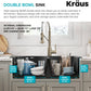 KRAUS Forteza 33-inch Drop In/Undermount 60/40 Double Bowl Granite Kitchen Sink in Black, KGD-50BLACK