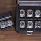 ROTHWELL Gift Box with 6 Slots Leather Watch Box and 2 Watches Travel Case - Storage Box Holder with Glass Top (Black/Grey Gift Box)