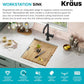 KRAUS Kore 17-Inch Undermount Workstation 16 Gauge Single Bowl Stainless Steel Bar Kitchen Sink with Accessories, KWU111-17