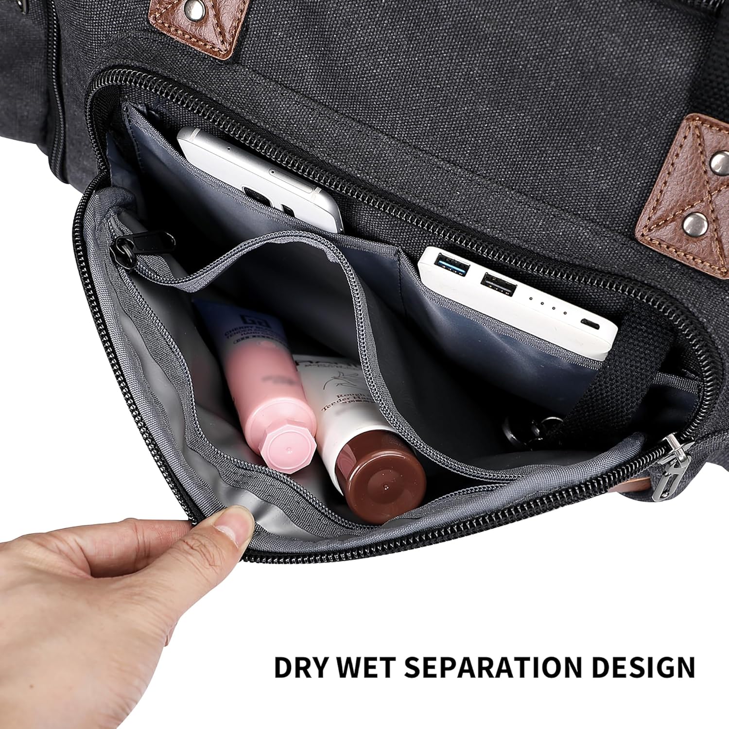 WITZMAN Mens Duffle Bags for Traveling Canvas Weekender Travel Bag Expandable Overnight Bag Carry on Bag(A8007 Black) - Roamly