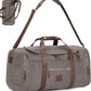Vintage Canvas Duffle Bag, 50L Genuine Leather Travel Duffel Backpack Multifunctional Overnight Weekender Bag with Shoes Compartment Men (Grey) - Roamly