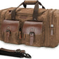 Wildroad Waxed Canvas Genuine Leather 50L Waterproof Duffle Bag - Vintage Travel Weekender Overnight Carry On - Roamly