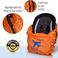 Car Seat Travel Bag and Carrier for Gate Check with Travel Pouch - Bright Orange with Blue Letters for Airport, Airplane Gate Check, Car Trips and Storage Double Backpack Straps | Carseat Bag for sto