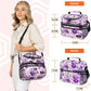 Opux Lunch Box For Women - Large Dual Compartment Insulated Lunch Bag, 10x7.5x10 Inches, Floral Purple