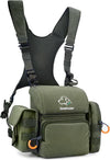 Binocular Harness Chest Pack, Bino Harness Bag with Rangefinder Pouch & Rain Cover, Molle System Multifunction Hunting Pack