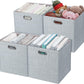 Posprica 3X Thicker Fabric Storage Cubes 13 inch Collapsible Storage Bins for Organization, Cubby Storage Baskets for Organizing Shelf Cabinet Bookcase Boxes, Set of 4, Sliver Grey