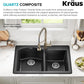 KRAUS Forteza 33-inch Granite Drop In/Undermount 60/40 Double Bowl White Kitchen Sink, KGD-50WHITE