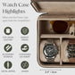TAWBURY Luxury Leather Watch Box - Unisex Travel Case With Zipper Closure | Taupe Top-Grain Genuine Leather Roll | 3 Watch Carrying Case for Men