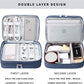 Lanola Travel Cable Organizer Bag, Electronic Accessories Case Portable Double Layer Cable Storage Bag for Cord,phone,Charger, Flash Drive, Phone, SD Card,Personal Items - (Dark Blue)