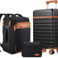 UKEIN Luggage Sets 3 Piece, Carry On Luggage 20In With Spinner Wheels,PC Hardside Suitcase Set with TSA Lock,Durable Carry On Suitcase With Travel Backpack for Men (Black, 3 piece set (20inch))