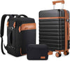 UKEIN Luggage Sets 3 Piece, Carry On Luggage 20In With Spinner Wheels,PC Hardside Suitcase Set with TSA Lock,Durable Carry On Suitcase With Travel Backpack for Men (Black, 3 piece set (20inch))