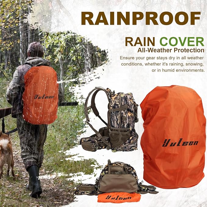YVLEEN Hunting Backpack, Durable Camo Hunting Packs for Men, Large Capacity Hunting Day Pack for Rifle Bow Gun