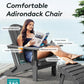 SERWALL Foldable Adirondack Chair Set of 4, HDPE Adirondack Chair with Wood-Texture-Gray