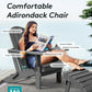 SERWALL Foldable Adirondack Chair Set of 2, HDPE Adirondack Chair with Wood-Texture-Gray