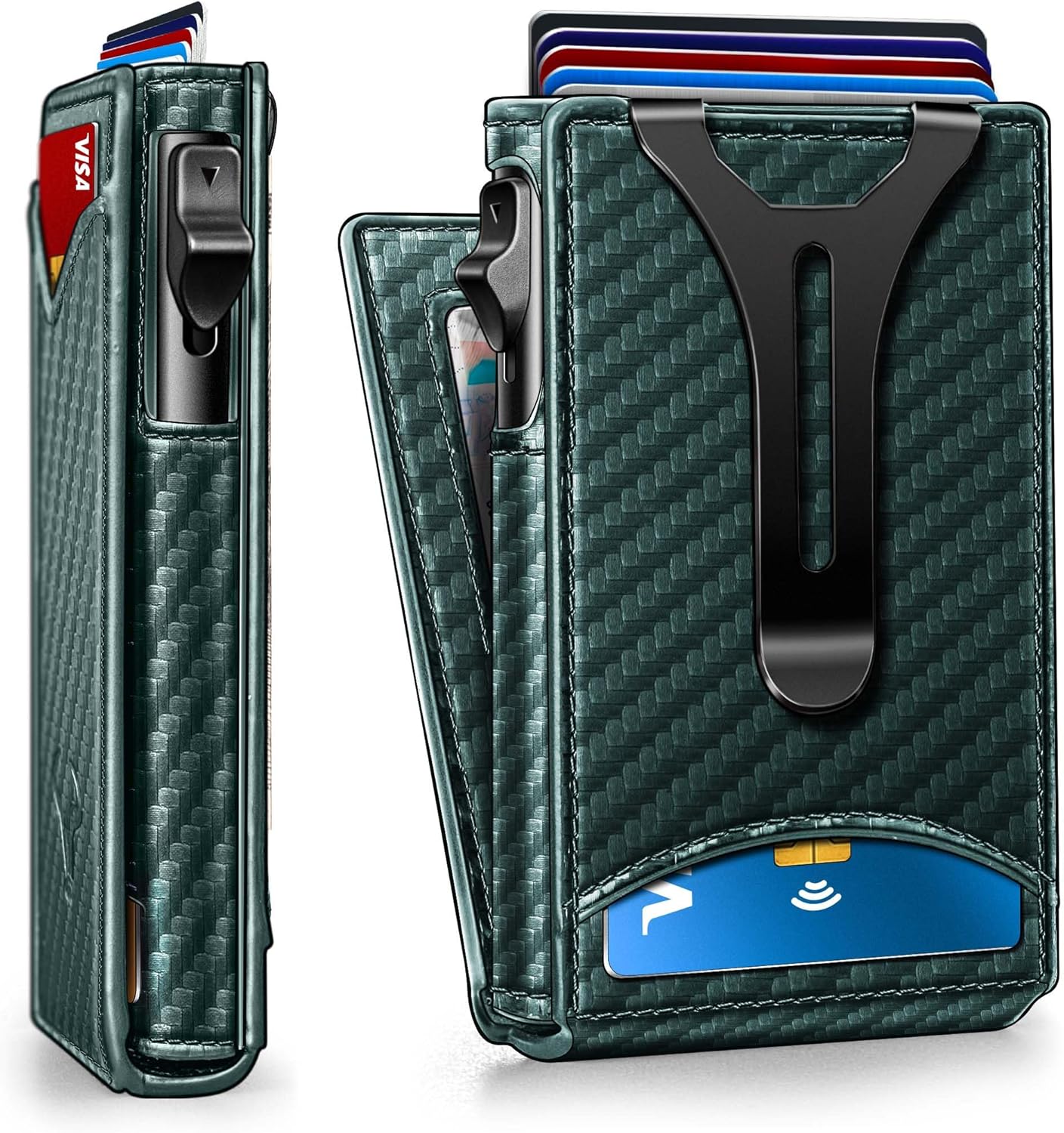 BULLIANT Men Wallet,Money Clip Wallet Slim For Gift Men 9Cards-Metal Credit Card Case in Magnetic Leather Flip