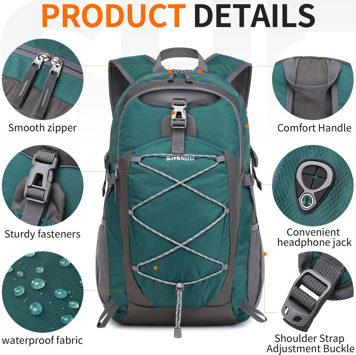 40L Hiking Backpack Lightweight Daypack Waterproof Travel Camping Backpack for Men Women Sport Packable - Roamly