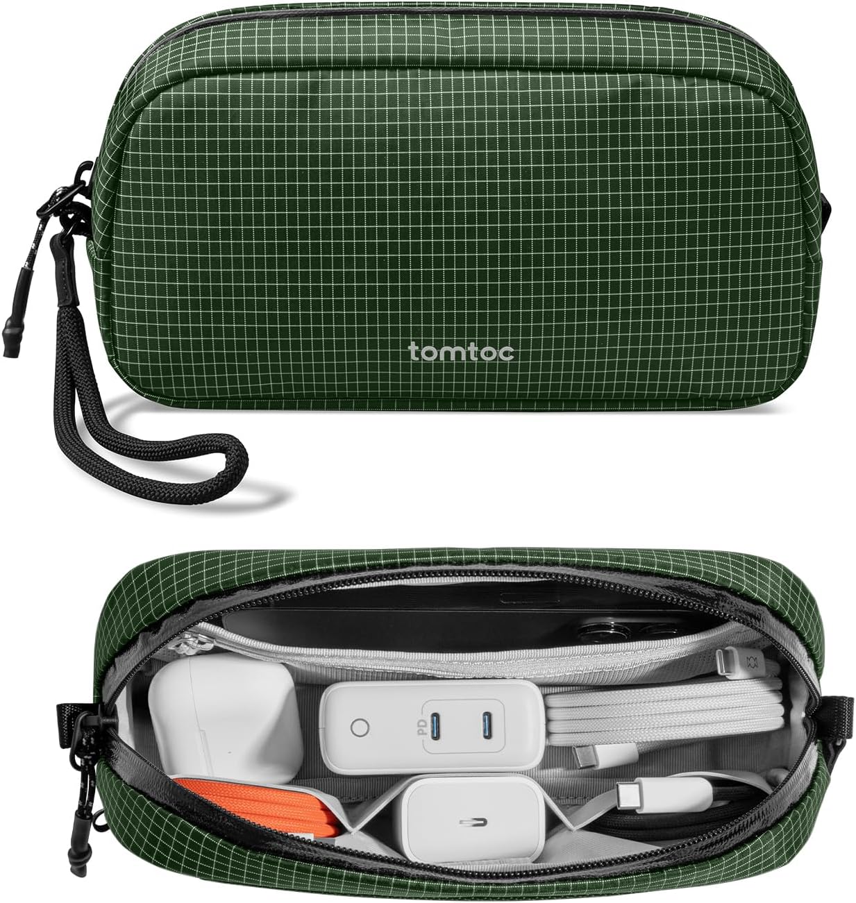 tomtoc Electronics Organizer Travel Case Performance, Water Resistant Bag Cable Tech Pouch Accessories, Carry Storage for Cord, Phone, Cables, Airpods, USB Flash Drive, Daily Items - Roamly