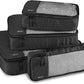 Amazon Basics Lightweight Packing Cubes Travel Organizer Set with Double Zipper, Mesh Top, Small, Medium, Large, Slim, Black, 4 Piece - Roamly