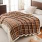 PU MEI Sherpa Fleece Throw Blanket 80" x 90" Reversible Plush Fluffy Large Big Blanket Lattice Flannel Blankets for All Season Use, Mocha Brown