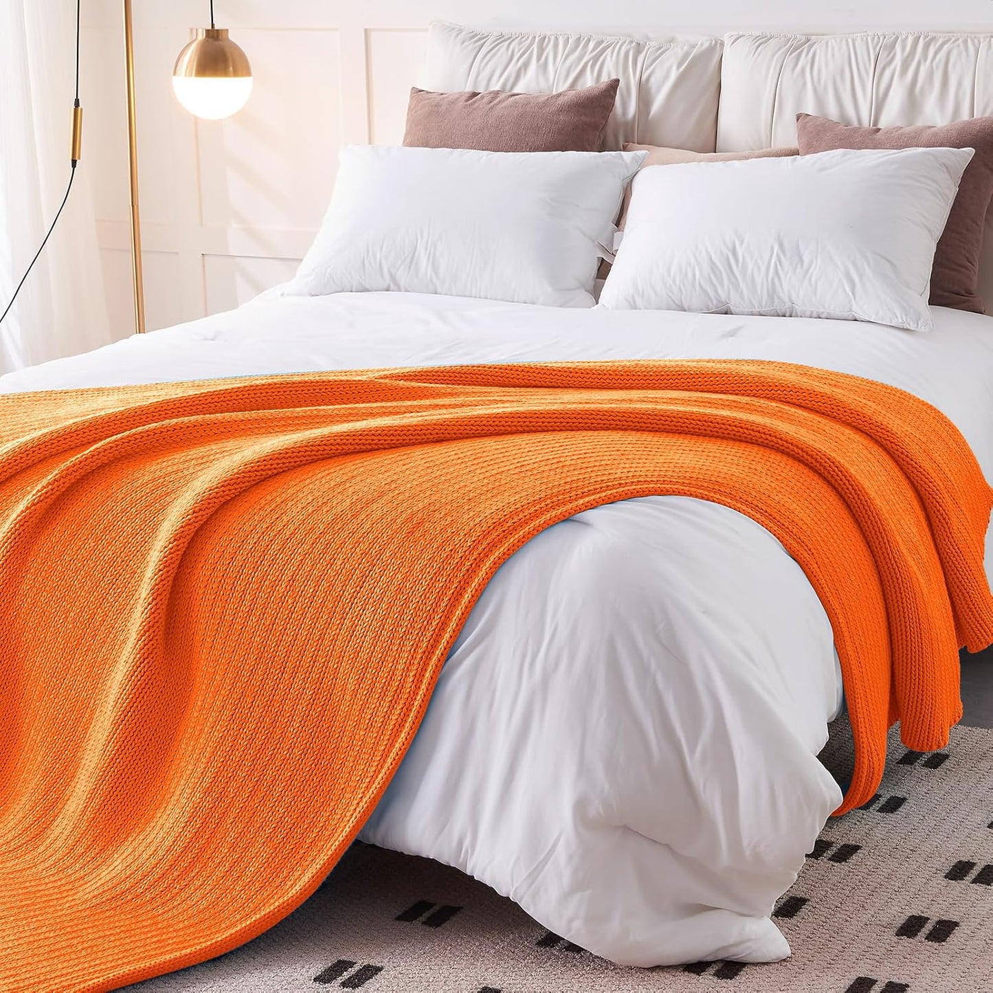 L'AGRATY Knitted Weighted Blanket - 60"x80" 15lbs Cooling Chunky Knit Heavy Blanket for Adults Braided Crochet Throw Thick Cable Yarn Knit Decorative No Beads Evenly Weighted Machine Washable