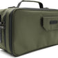 Large Storage Case with TSA Combination Lock Bag, Portable Carbon Lined, XL Medicine Lockable Box for Travel & Home Secured Box Organizer Divider Jars Accessories, Removable Tray (Green)