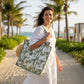 Cotton Quilted Tote Bag for Women – Large Beach & Travel Tote with Zipper, Reusable Grocery Bag