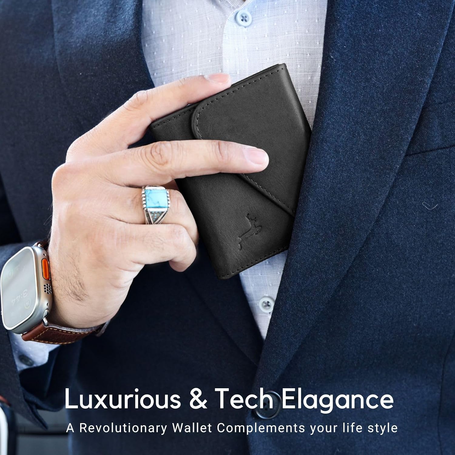 Leather RFID Wallet for Men, Slim Leather Mens Wallet, Handcraft Men's Wallets, Card Cases & Money Organizers, Magnetic Closure Sleek RFID Blocking Thin Mens Wallets with 9-12 Card Slots & Gift Box - Roamly