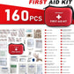 160 Piece Mini First Aid Kit, Compact Waterproof Hard Shell Small Emergency Medical Kit for Travel, Car, Home, Office, Vehicle, Hiking - Camping Essentials and Outdoor Survival Kit
