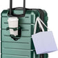 KYME Green Carry On Luggage 22x14x9 Airline Approved Expandable 20 Inch Hardshell Carry On Suitcase with Wheels TSA Lock Small Travel Rolling Luggage with Cup Holder for Men Women