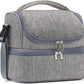 FlowFly Double Decker Cooler Insulated Lunch Bag Large Tote for Boys, Girls, Men, Women, With Adjustable Strap (Grey)