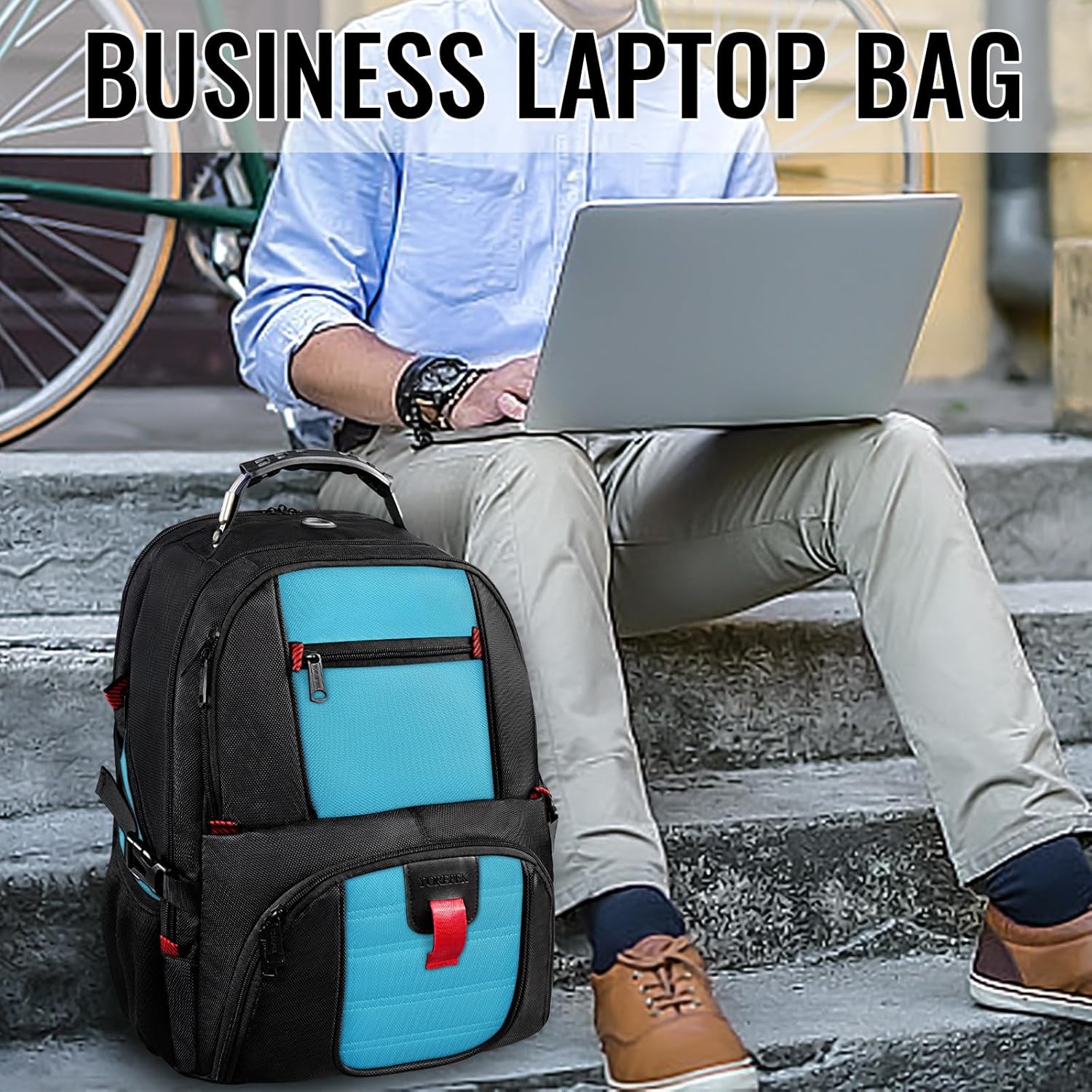 YOREPEK 18.4 Laptop Backpack, Large Backpacks with USB Charger Port, TSA Friendly Flight Approved Weekend Carry on Backpack with Luggage Strap for Men and Women, Blue - Roamly