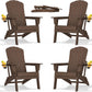 Folding Adirondack Chair with Cup Holder Set of 4, HDPE Patio Chairs,All-Weather Outdoor Chairs for Backyard, Deck,Fire Pit-Coffee