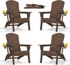 Folding Adirondack Chair with Cup Holder Set of 4, HDPE Patio Chairs,All-Weather Outdoor Chairs for Backyard, Deck,Fire Pit-Coffee