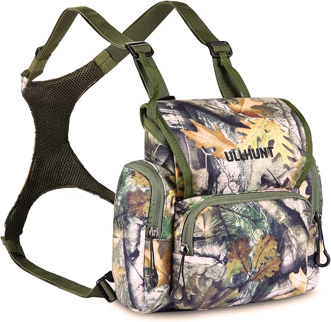 skiguard Bino Harness with Rangefinder Pouch & Rain Cover, Lightweight Binocular Harness Chest Pack