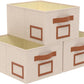OUTBROS Foldable Storage Box for Shelves, 15 x 10.2 x 7.9 inch Fabric Baskets, Wardrobe Organiser with Handles, Suitable for Storing Clothes, Books, Cosmetics (Beige, 3-Pack)