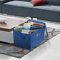 TYEERS Large Storage Bins with Lids, Collapsible, Washable, Fabric Storage Boxes for Organizing, 17.3x11.8x11.4 inches, 3 Pack, Classic Blue