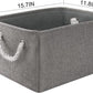 TheWarmHome Large Storage Bins Basket, 2 Pack Grey Fabric Storage Cubes for Changing Table Nursery Livingroom Kidsroom Playroom Toy, Collapsible Storage Baskets for organizing Shelves Closet